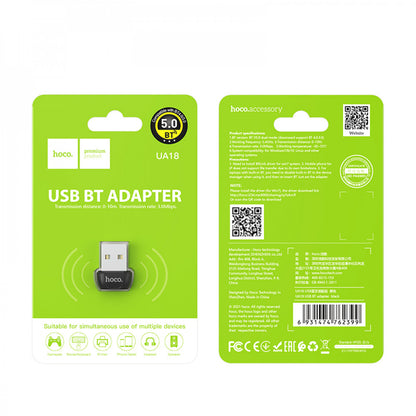 Bluetooth Adapter USB 5.0 Hoco UA18 — Black