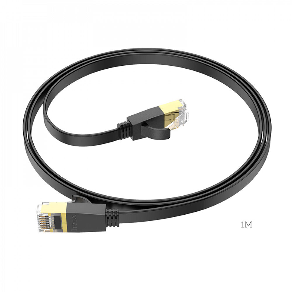 Hoco US07 General pure copper flat network cable(L=1M) — Black