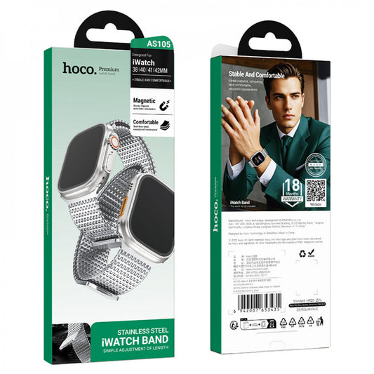 Ремінець Hoco AS105 — Apple Watch 42 mm | 44 mm | 45 mm | 49 mm Silver