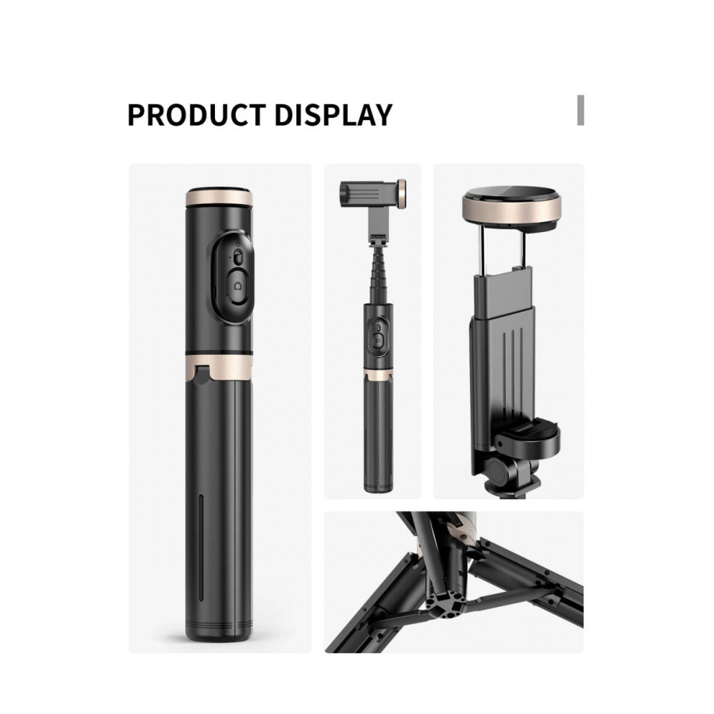 Monopod Tripod Q12 | 0.723 mm Hidden Design Reinforced Bluetooth Tripod Selfie Stick(Aluminium Alloy)