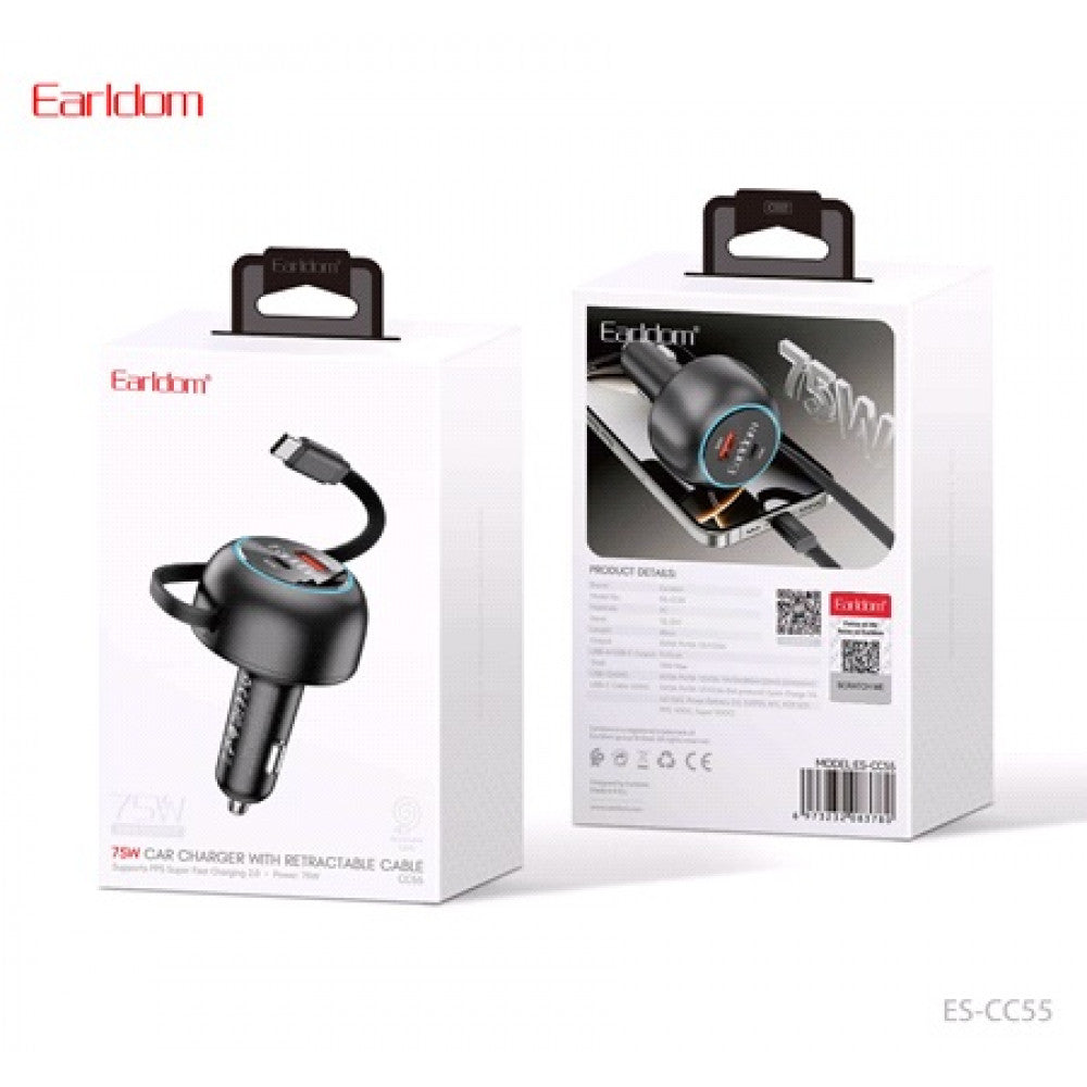 Car Charger 75W1U 1C Earldom ES-CC55
