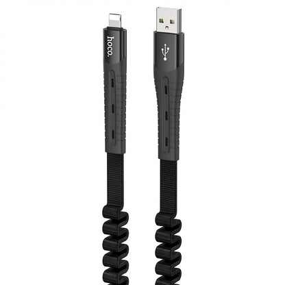 Кабель Lightning 2A (1.2m) Hoco U78 Elastic Black — Black