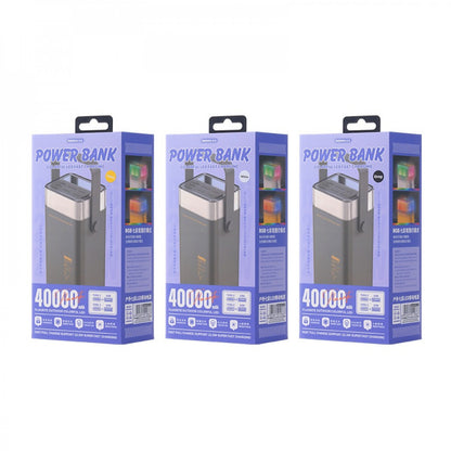 Power Bank 40000 mAh 22.5W+ 20W— Remax RPP-596 Colorful LED Fast charging — Gray