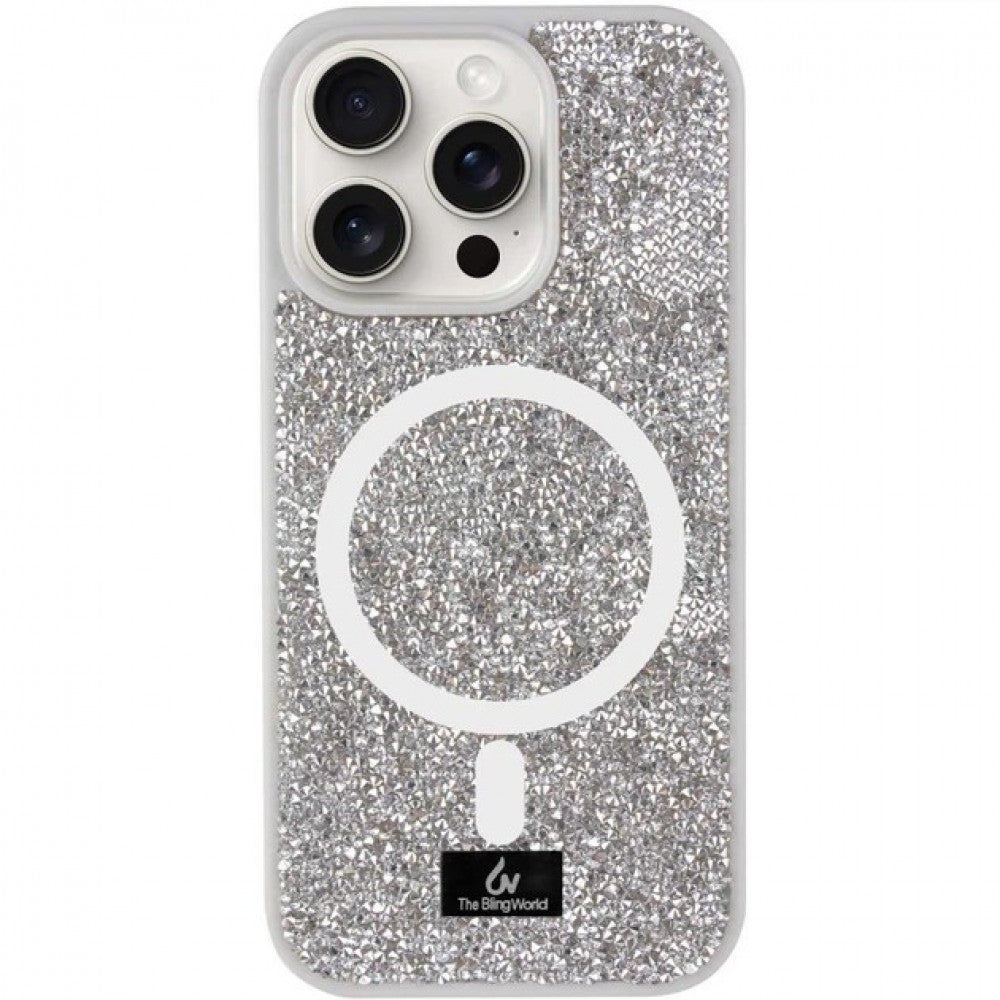 Bling World Rock Case With MagSafe — iPhone 16 Pro  — Silver