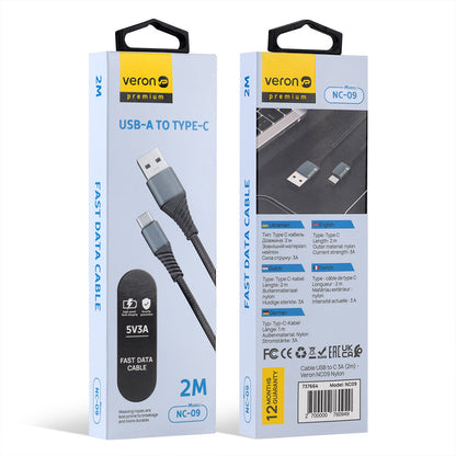 Кабель USB C 3A (2m) Veron NC09 Nylon