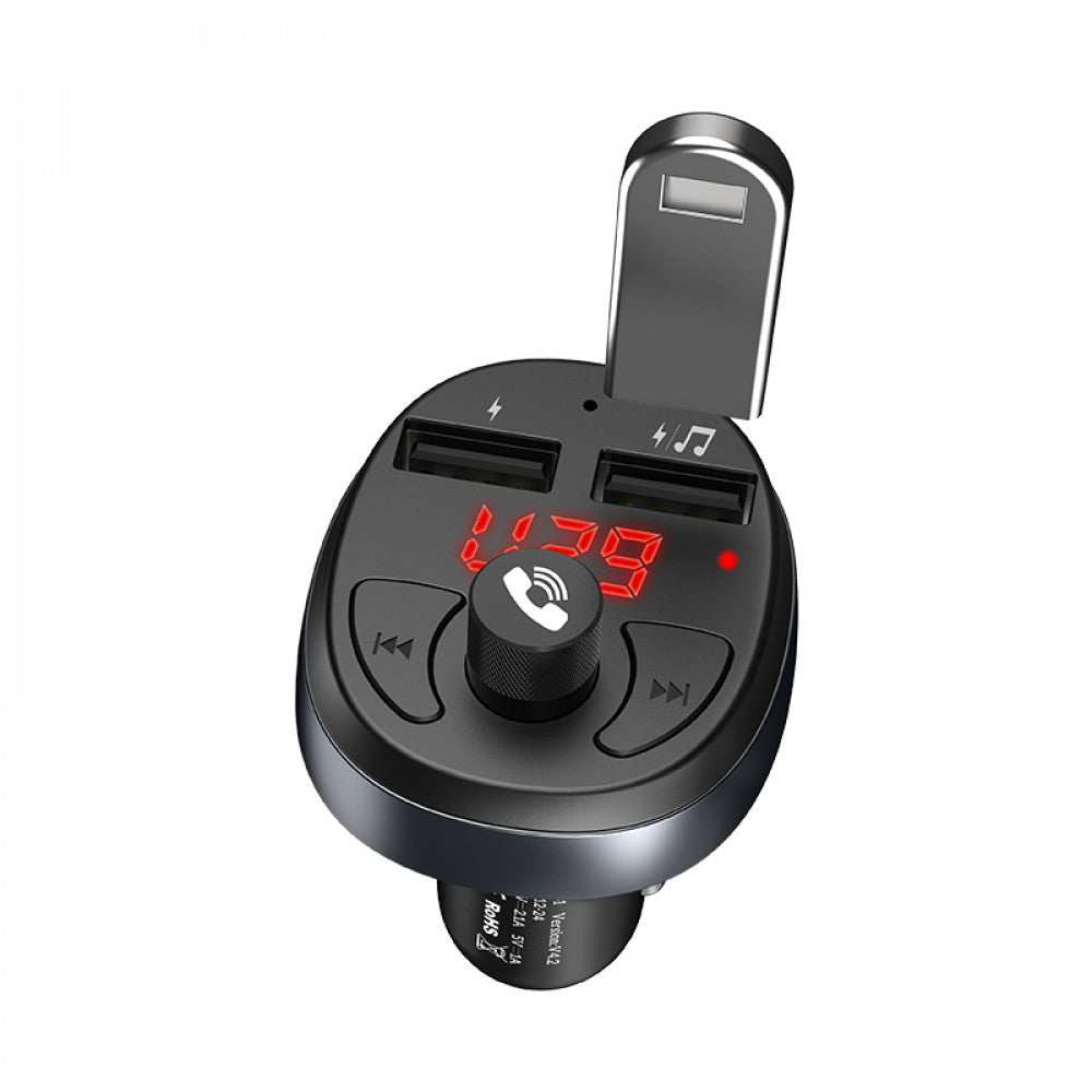 E41 In-car audio wireless FM transmitter — Black