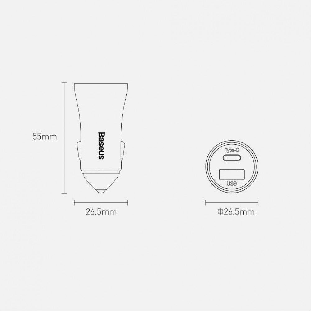 Car Charger 40W 1U 1C USB C Cable (1m) Baseus (TZCCJD-0G) Golden Contactor Pro Quick Charger Dark Gray — TZCCJD-0G Dark Gray