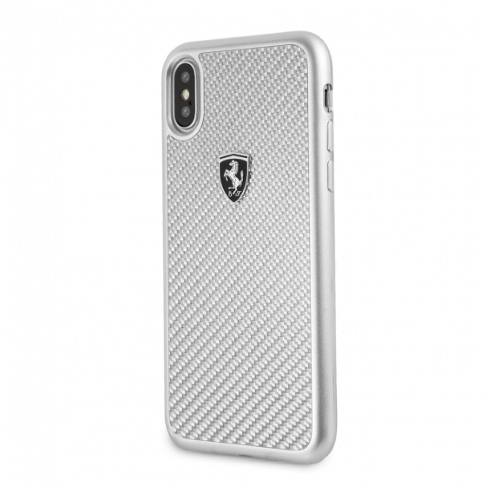 Ferrari Heritage Real Carbon Hard Case iPhone X ; Xs Silver