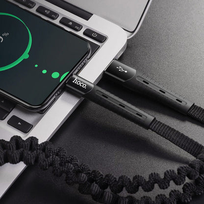 Кабель Lightning 2A (1.2m) Hoco U78 Elastic Black — Black