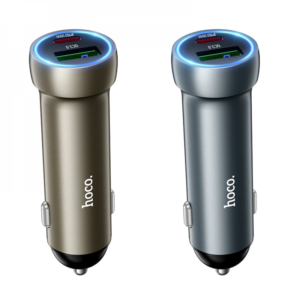 Car Charger | 48W | PD | QC3.0 — Hoco Z54A — Metal Grey