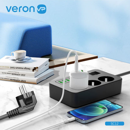 Фiльтр живлення 4USB | 2USB-C | 3P | 3.1A | 2m —  Veron SC12