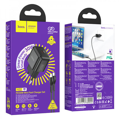 Зарядное устройство Home Charger 30W PD C to C Cable (1m) Hoco N32 Glory