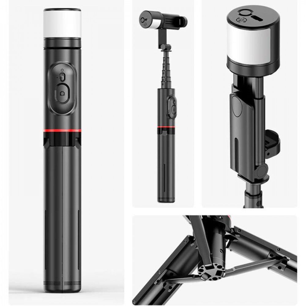 Monopod Tripod Q12S | 0.758mm | Hidden Design Rotatable Fill Light Bluetooth Tripod Selfie Stick(Aluminium Alloy)