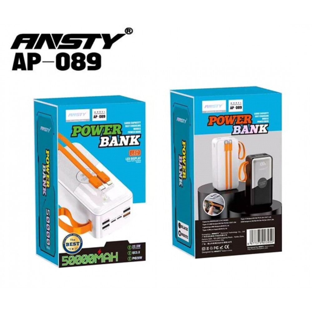 Power Bank 50000 mAh | 22.5W+PD20W — Ansty AP-089  — White