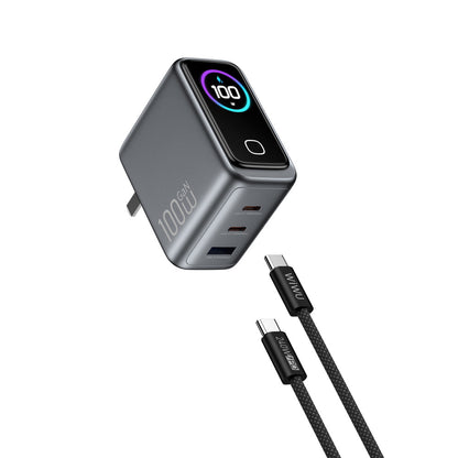 Home Charger | 100W | GaN | 1U | 2C | C to C Cable (1m)— Wiwu CHG300