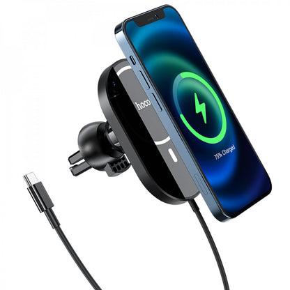 Car Holder — Hoco CA90 Magic magnetic wireless fast charging — Black