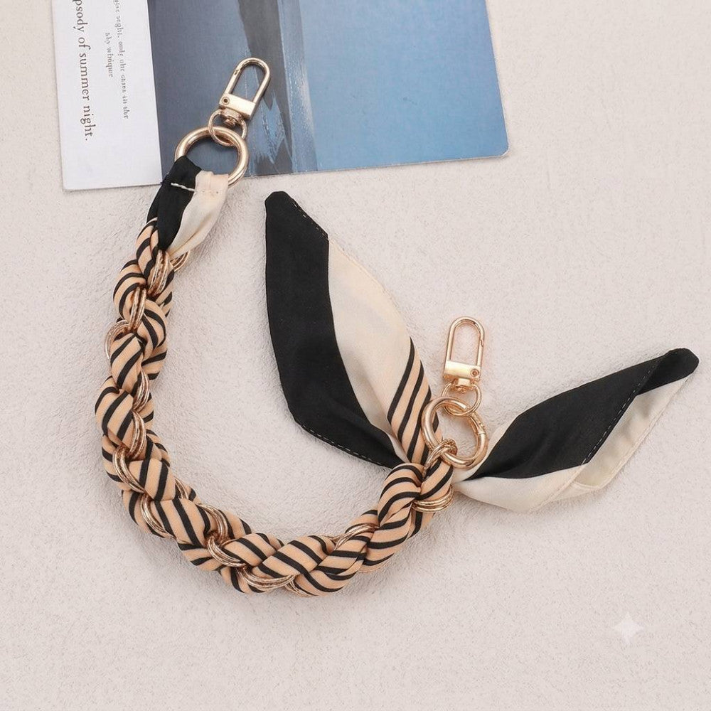 Шнурок на руку « Silk Scarf » — Black & Beige