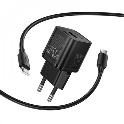 Home Charger 20W PD QC3.0 C to C Cable (1m) Hoco N65 — Black