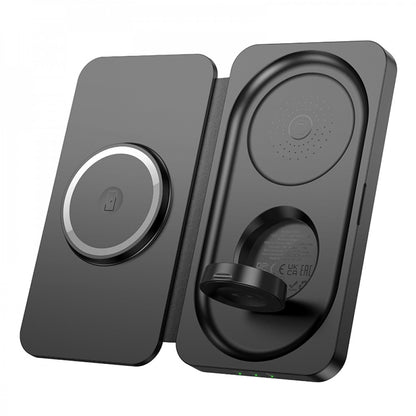 Magnetic Wireless Charger 3 in 1 — Hoco CQ13 — Black