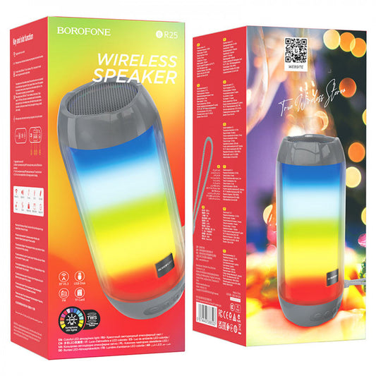Портативний стовпчик Borofone BR25 Crazy sound colorful luminous — Grey