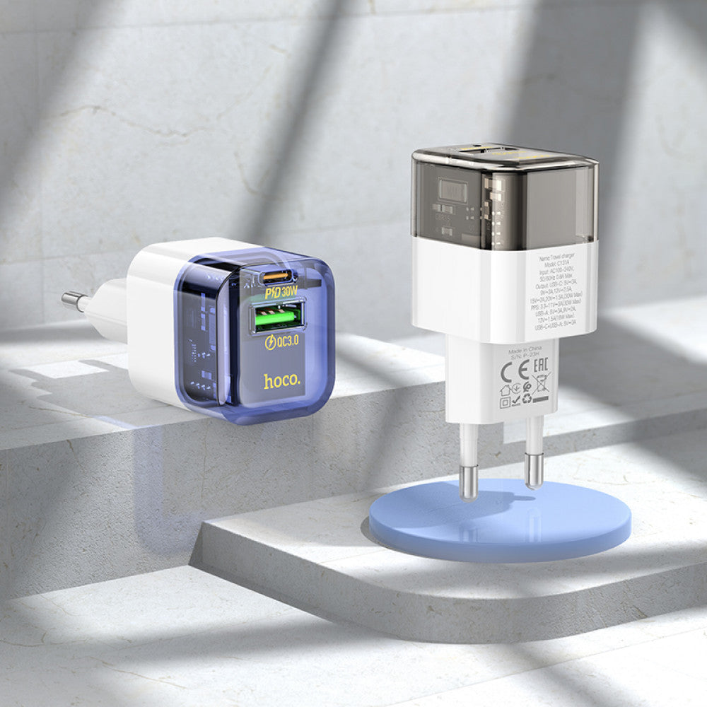 Home Charger | 30W | PD | QC3.0 - Hoco C131A - Transparent Black