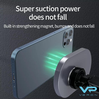 Автотримач магнітний на повітропровід із бездротовою зарядкою 15W Veron C13 MagSafe — Black