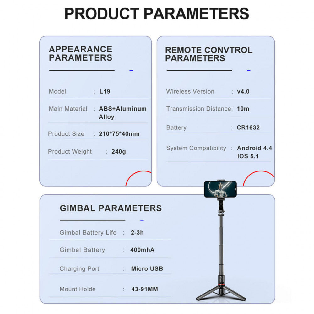 Gimbal Stabilizer For Mobile | 0.7m | — L19