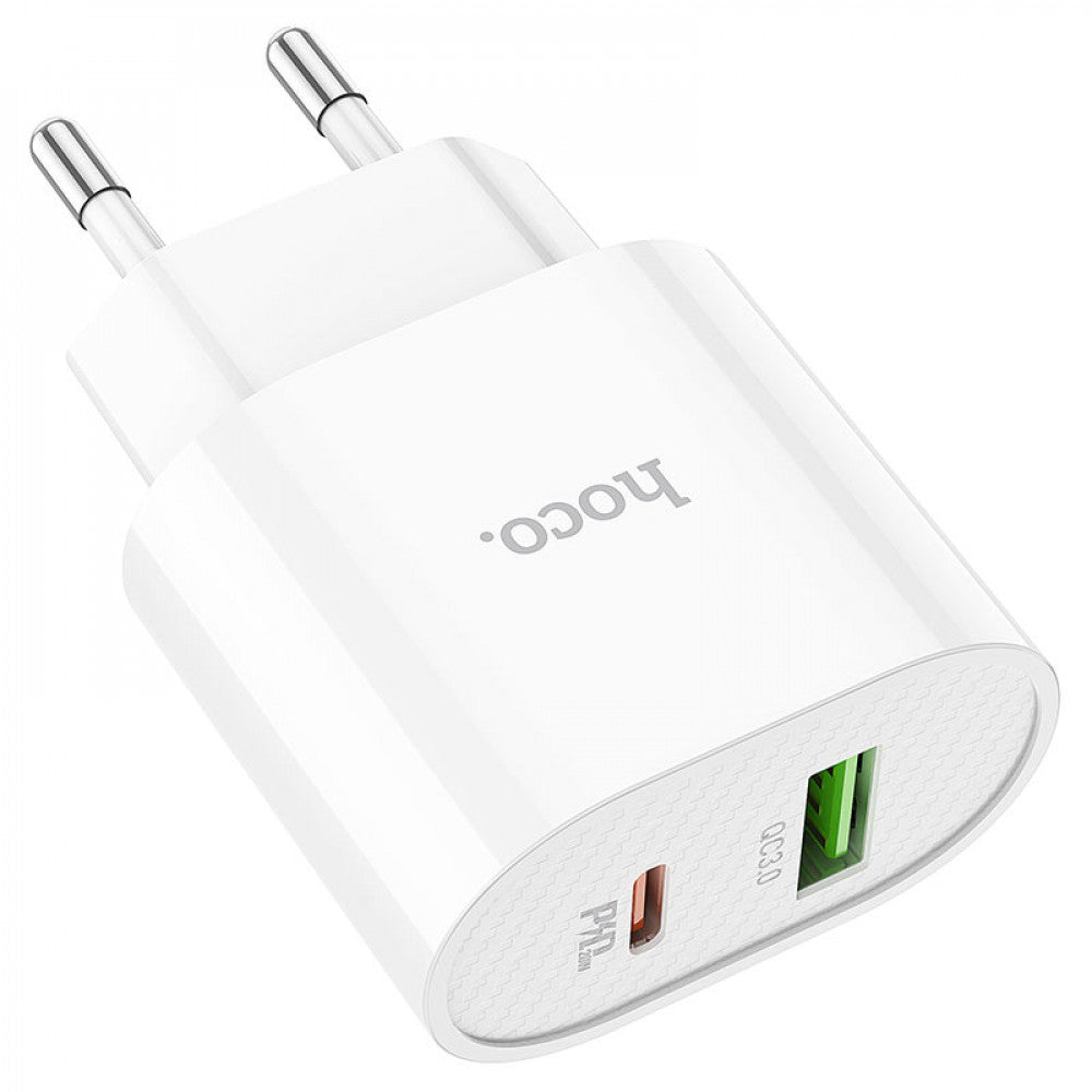 Home Charger | 20W | PD | QC3.0 | C to Lightning Cable (1m) — Hoco C95A — White