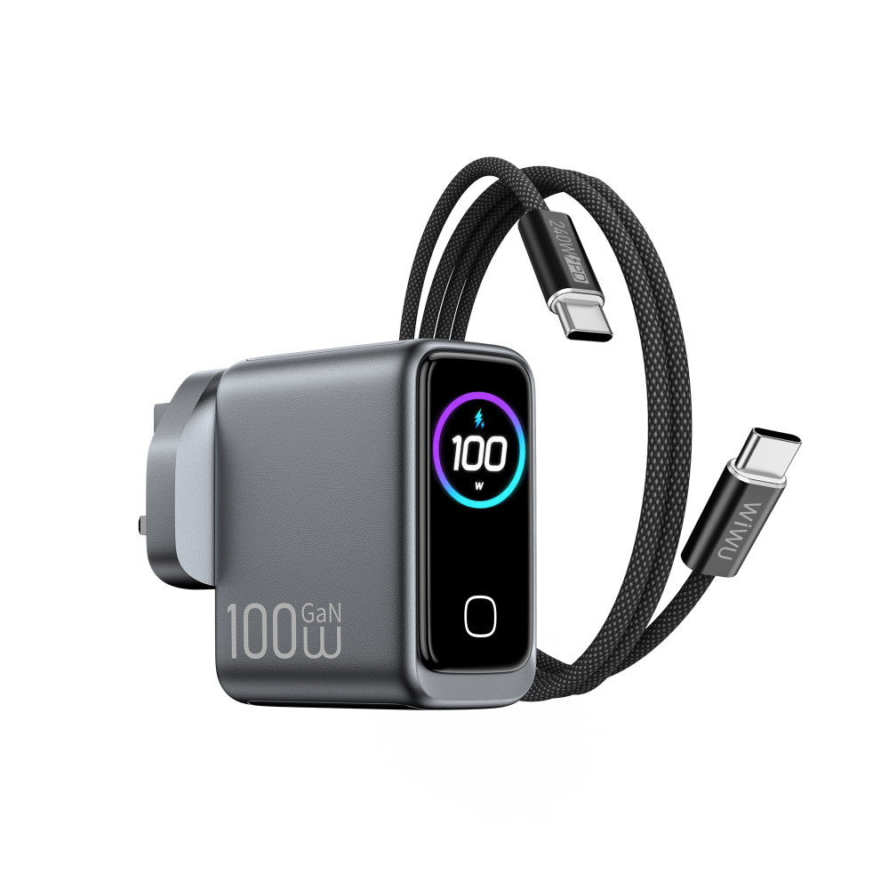 Home Charger | 100W | GaN | 1U | 2C | C to C Cable (1m)— Wiwu CHG300