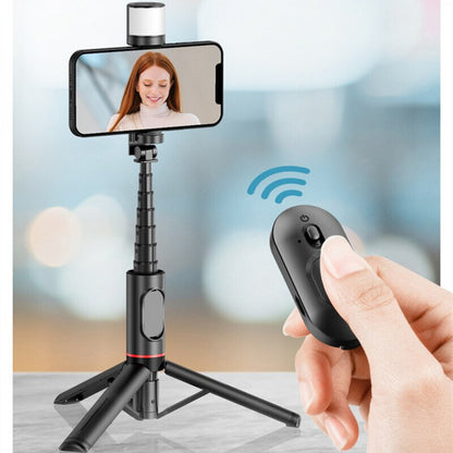 Monopod Tripod Q12S | 0.758mm | Hidden Design Rotatable Fill Light Bluetooth Tripod Selfie Stick(Aluminium Alloy)