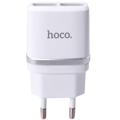 Зарядний пристрій Hoco C12, 2.4A, 2×USB-A, кабель Micro-USB (1 м), White