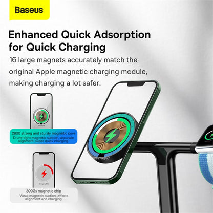 Magnetic Wireless Charger 20W — Baseus (WXTE000101) Swan 3-in-1  — WXTE000101 Black