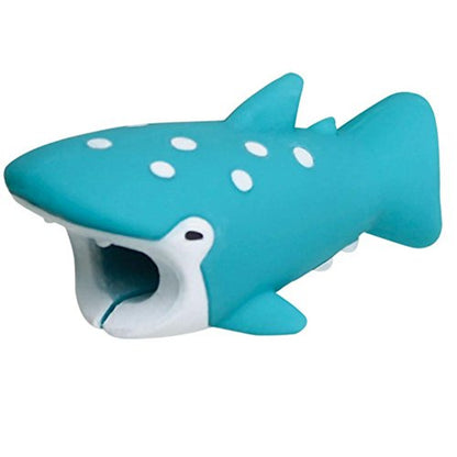 Cute Animal Bite Cable Protector — Blue Dotted Shark