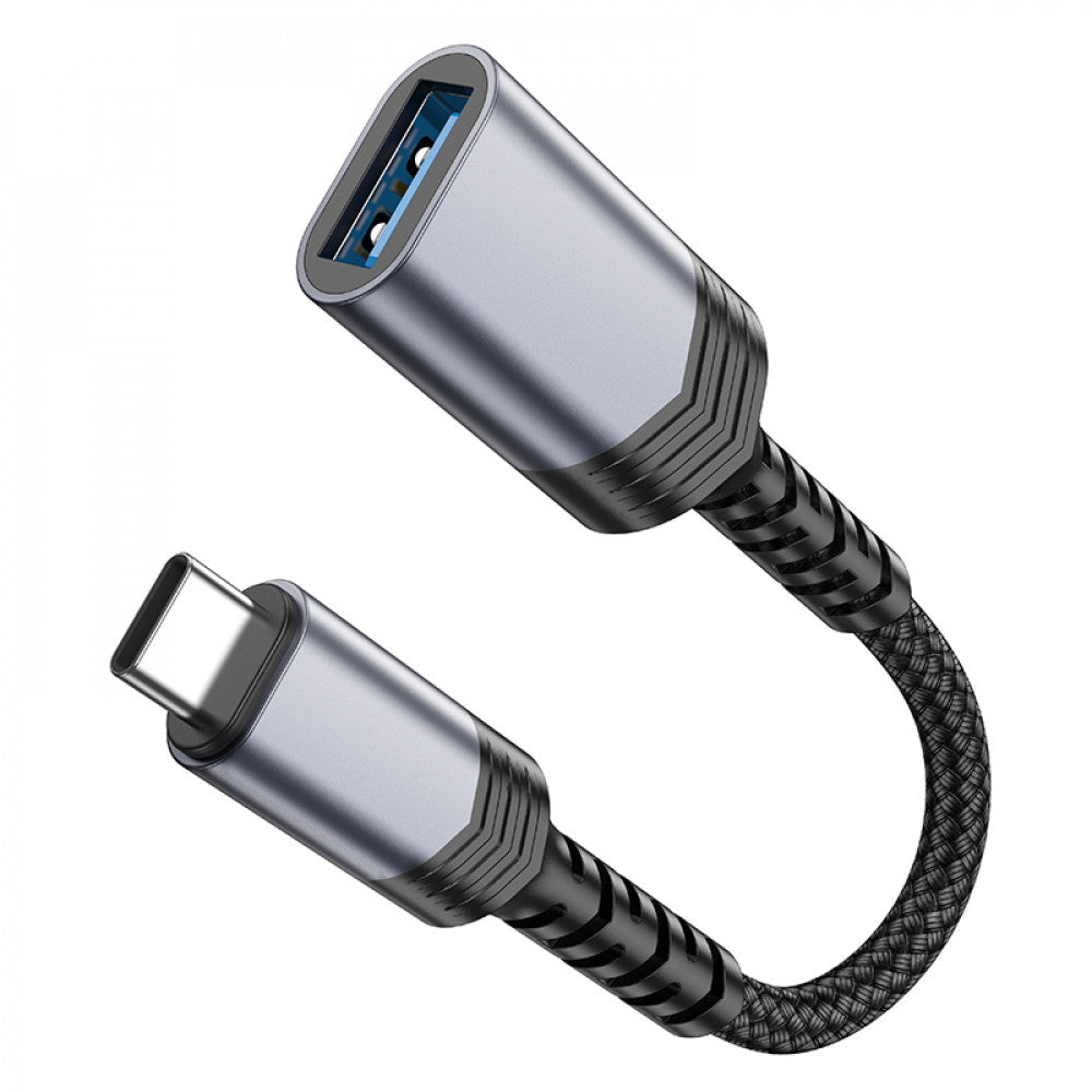 Adapter OTG USB C To USB Hoco UA24 — Metal Gray