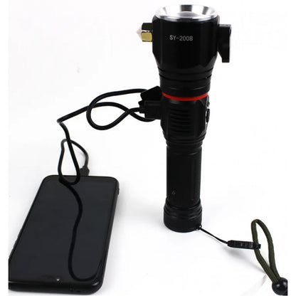 Фонарь ручной аккумуляторный с USB, ZOOM, стеклобоем и магнитом  — SY-2008