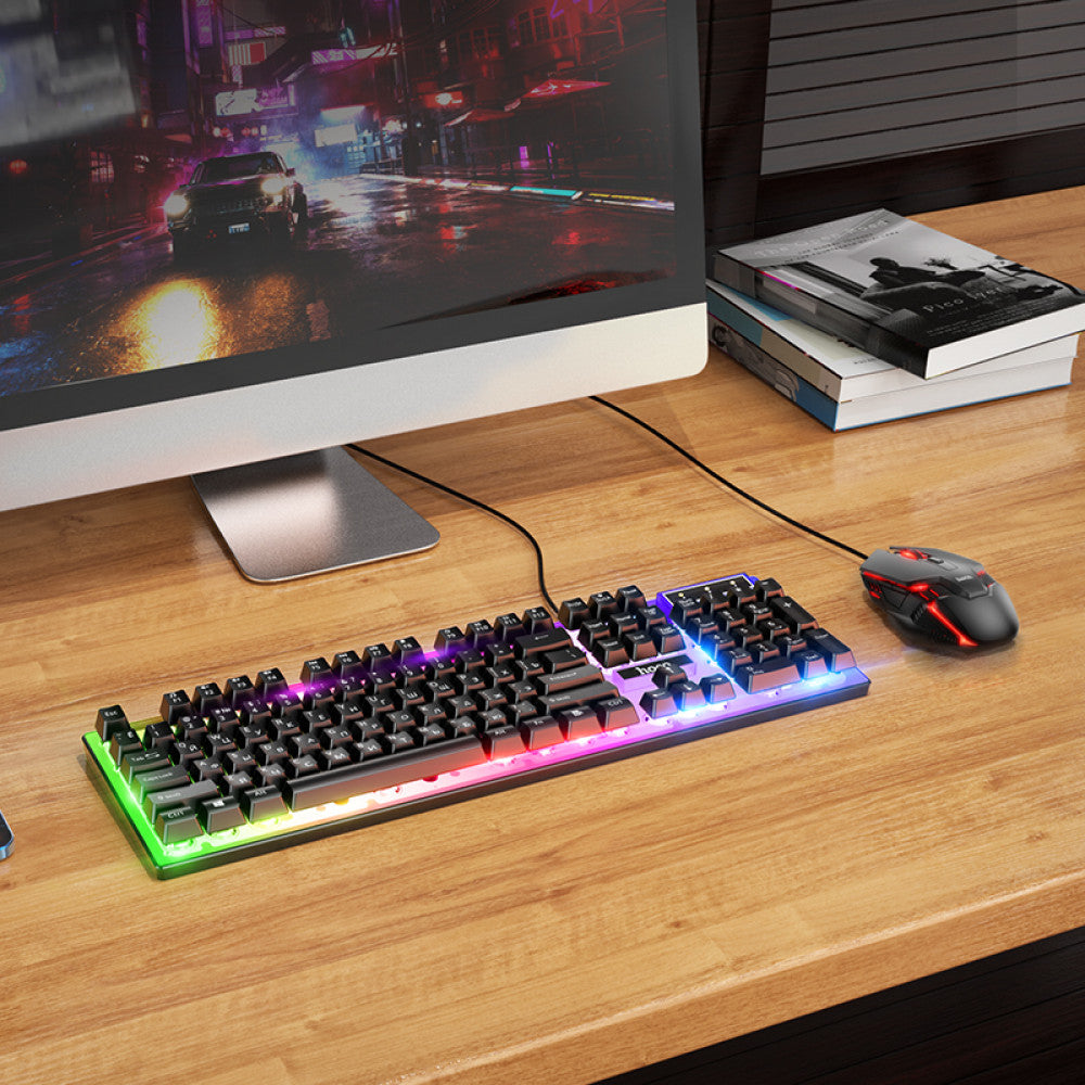 Комплект клавіатури та миші Hoco GM18 Luminous gaming keyboard and mouse set(Russian version) — Black