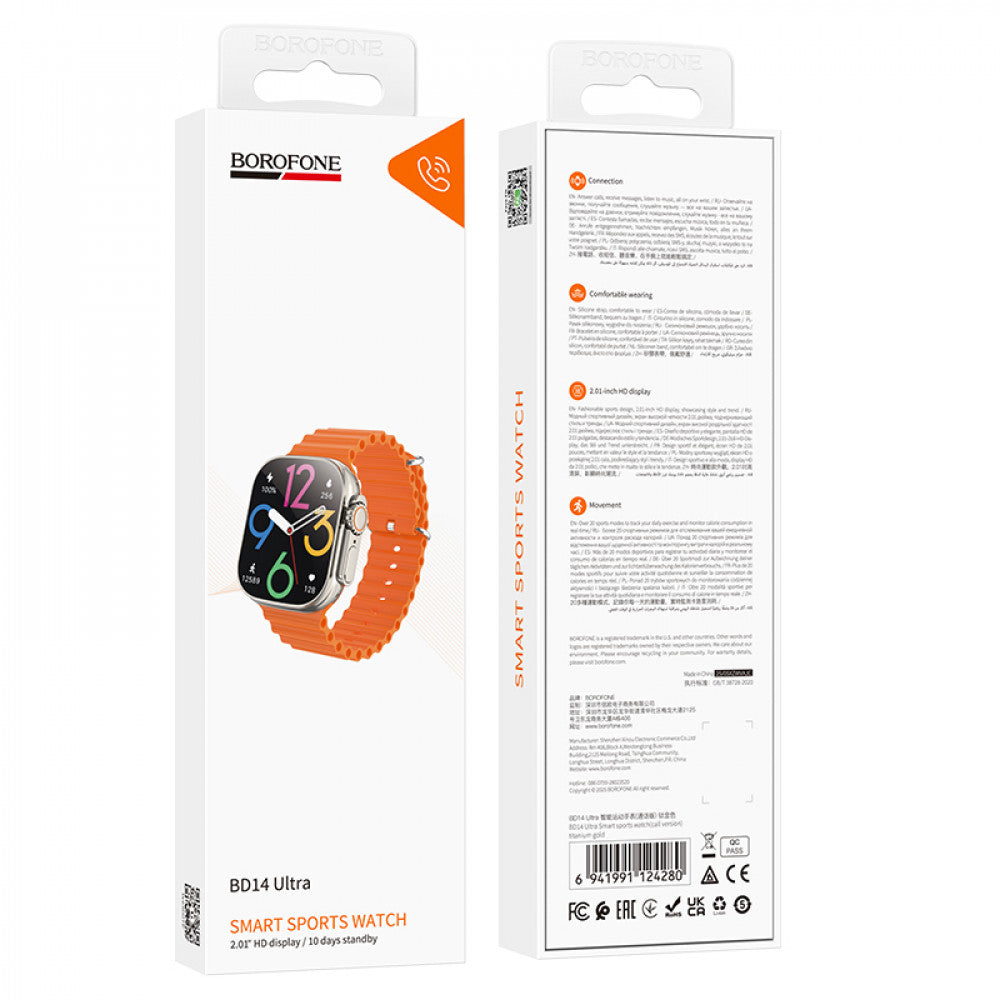Smart Sports Watch (Call Version) Borofone BD14 — Silver
