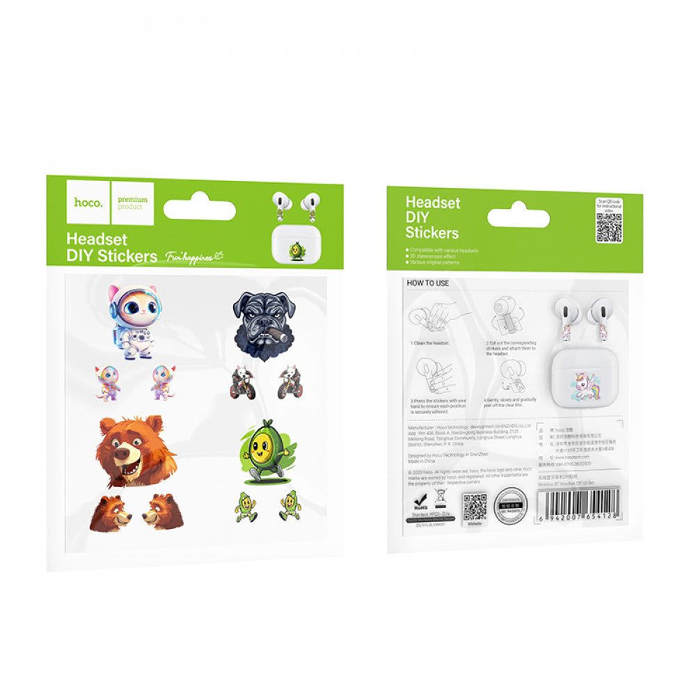 Hoco Wireless BT headset DIY sticker(50PCS)