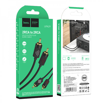 Cable 2 RCA To 2 RCA (1m) Hoco UPA29 — Black