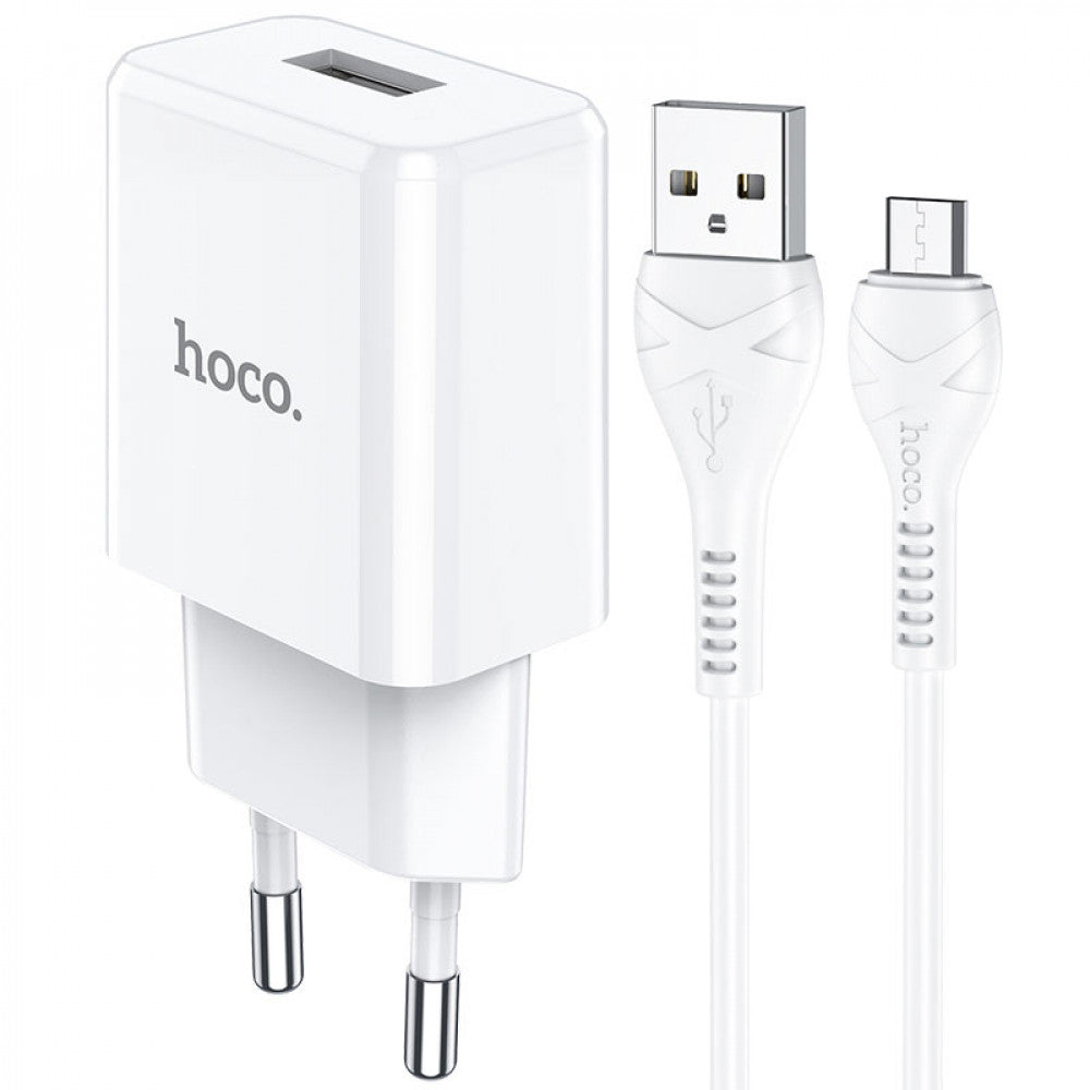 Home Charger 2.1A 1U Micro Cable (1m) Hoco N9 — White