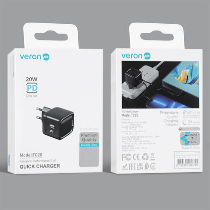 Home Charger | 20W | PD | QC3.0 — Veron TC20