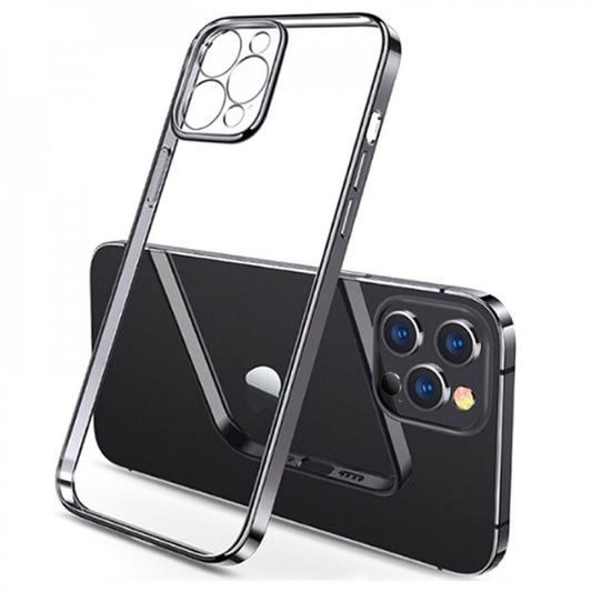 Electroplating TPU Case with Camera Lens protector iPhone 12 Pro Max 6.7" — Black