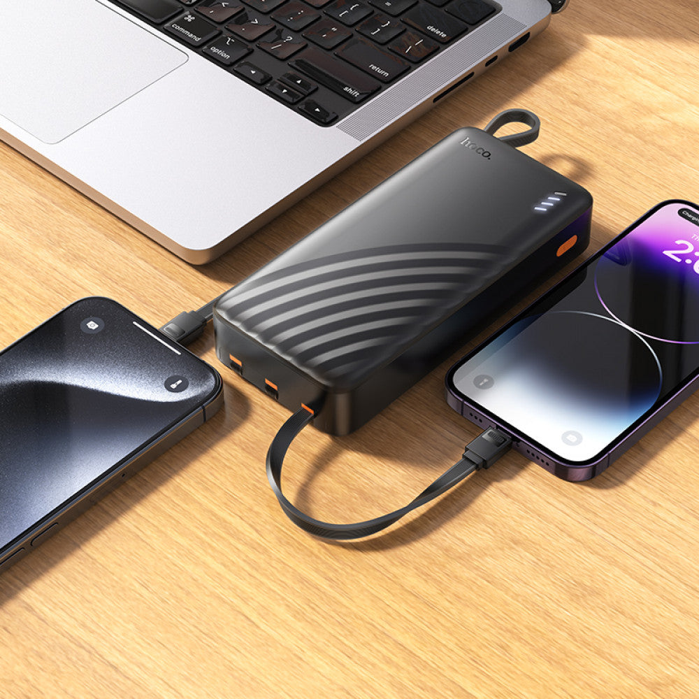 Power Bank 20000 mAh | Hoco J146A with four cables — Black