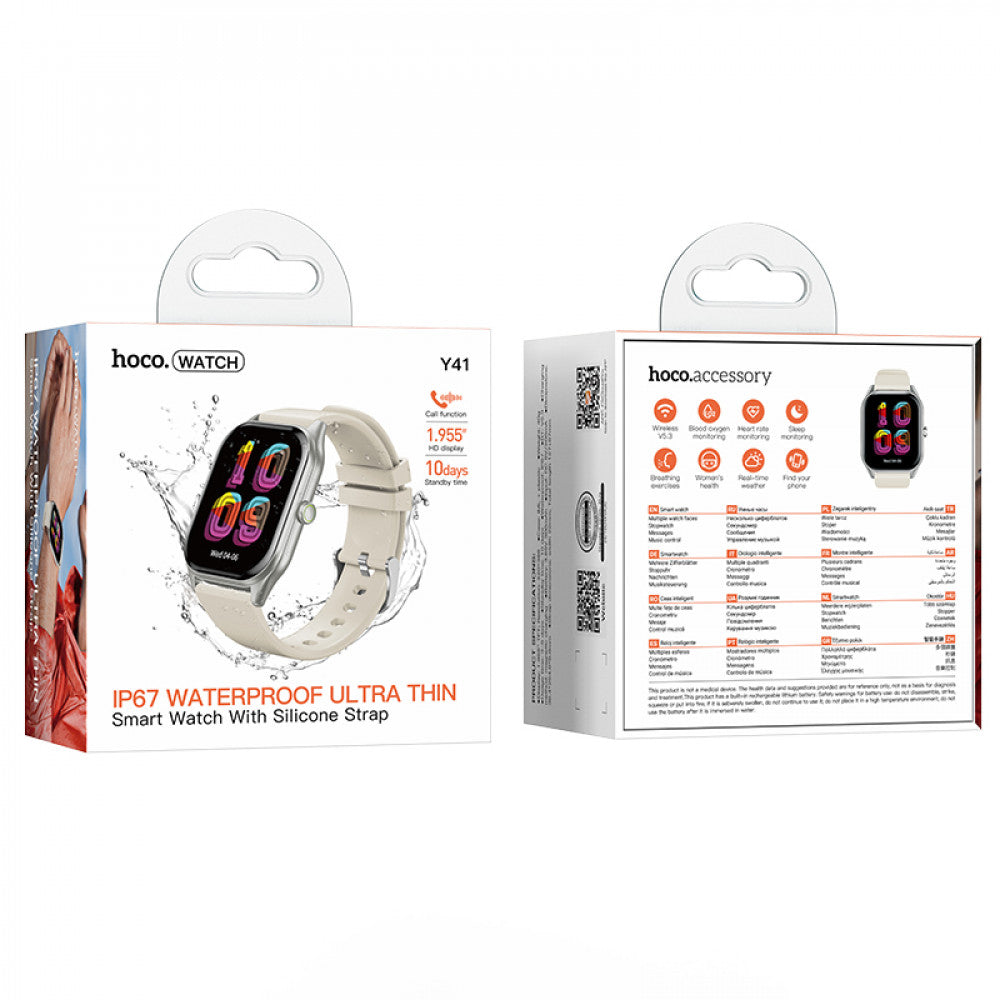 Smart Sports Watch (Call Version) Hoco Y41 — Silver
