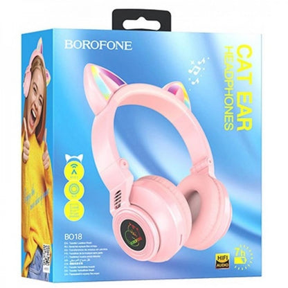 Навушники Bluetooth Borofone BO18 Cat ear — Pink