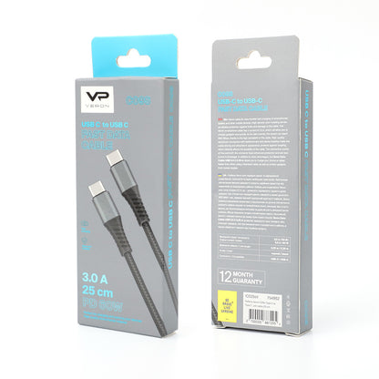 Кабель USB C to C 20W PD (0.25m) Veron C09s Nylon