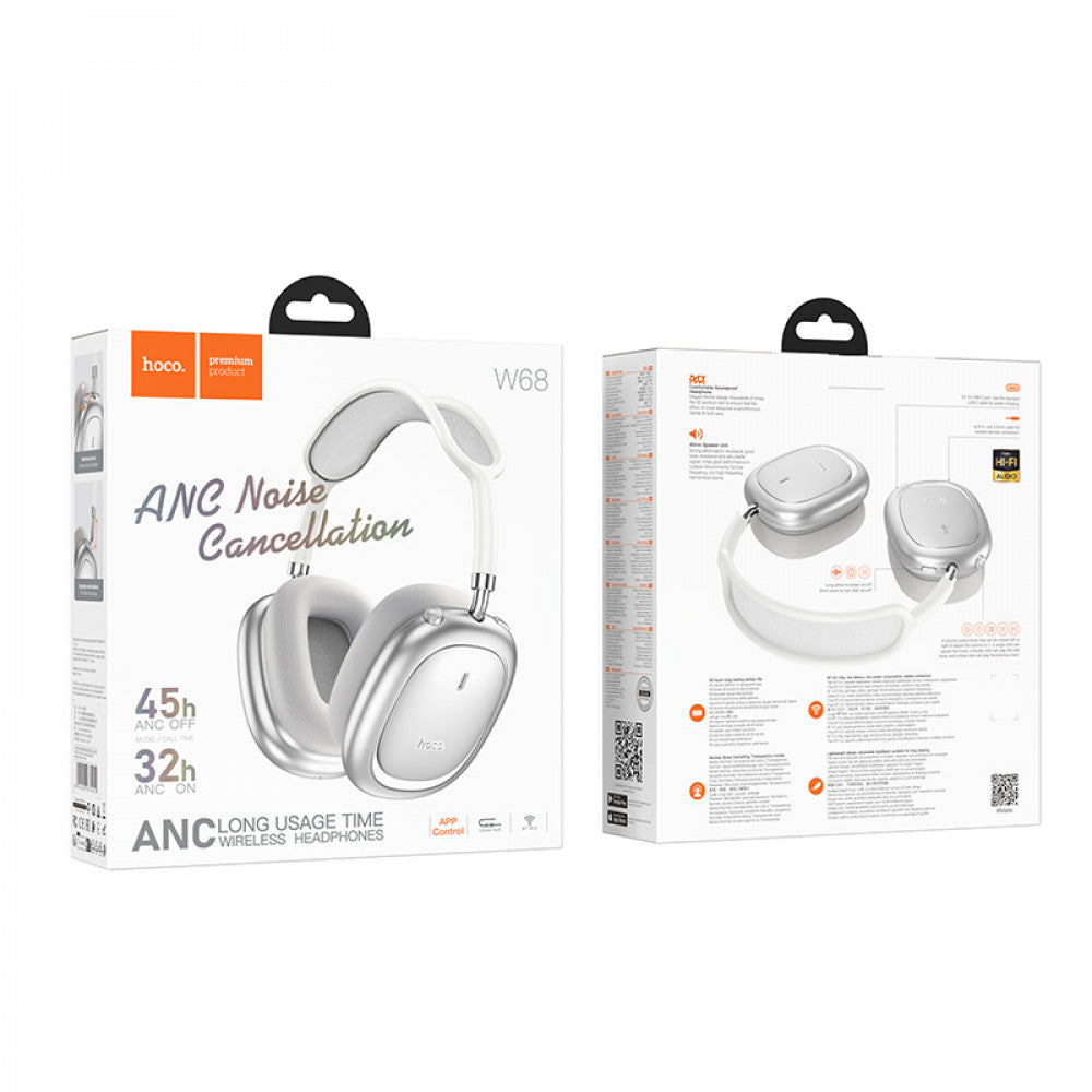 Навушники Bluetooth Hoco W68 Calma  — Silver