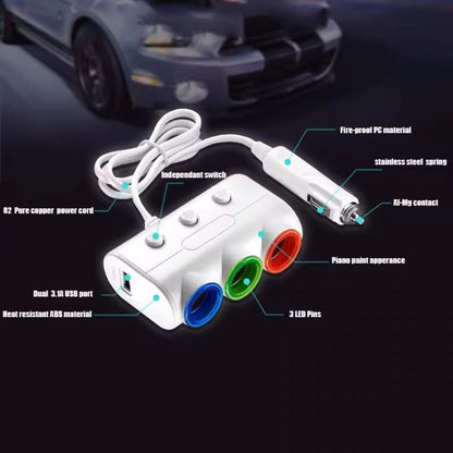 Розгалужувач прикурювача 3S 2.1A 2U 638