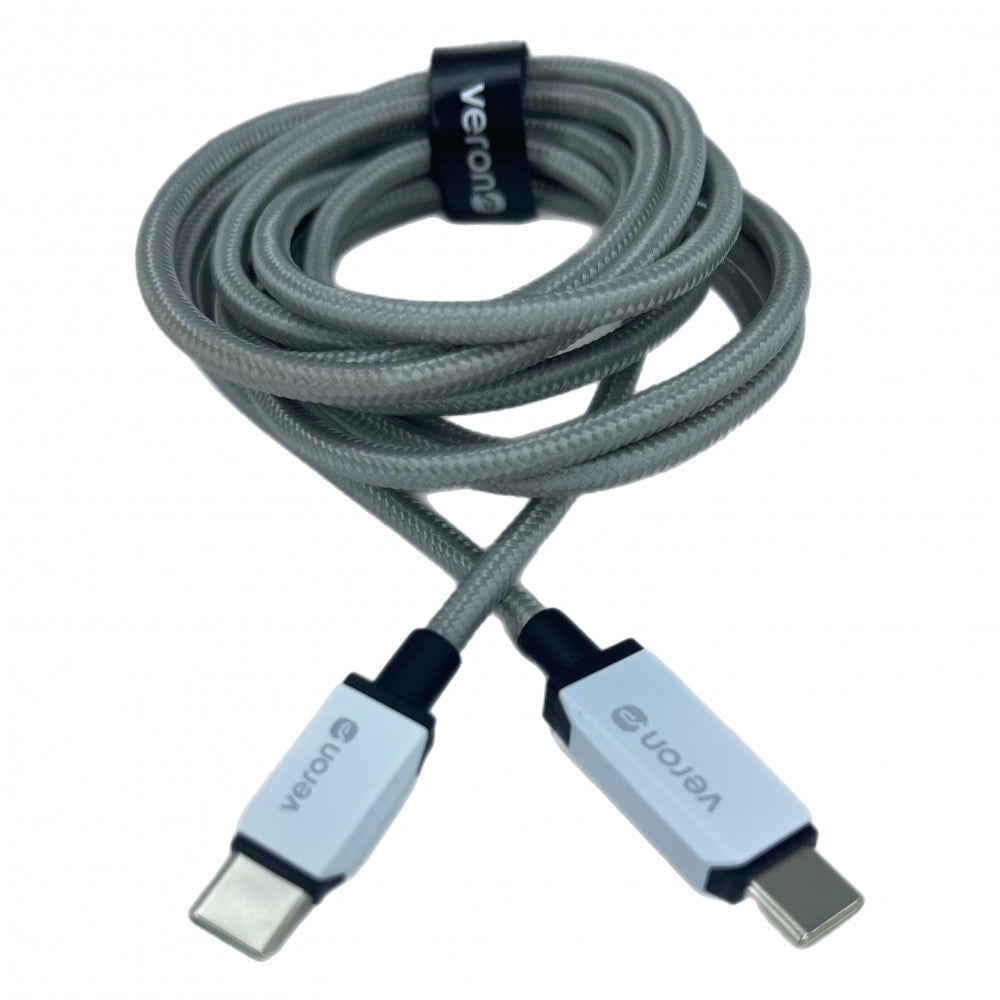 Кабель USB C to C 60W PD (2m) Veron CC12 Nylon LCD — Black