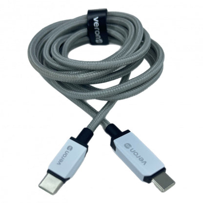 Кабель USB C to C 60W PD (2m) Veron CC12 Nylon LCD — Black